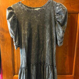 SOL’S Summer Mini Dress Crewneck Flutter Short Sleeve Casual, Gray